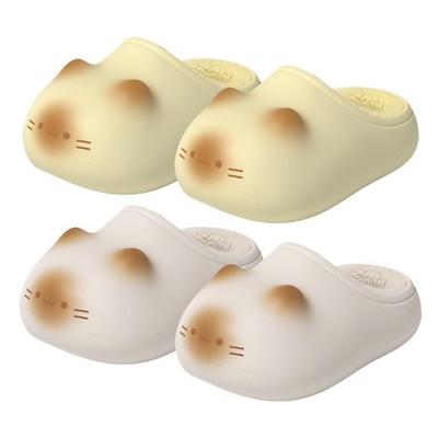 Novelty Fluffy Cat Slippers, Funny Warm Warmies Winter House Slippers Gifts 