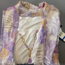 Alfred Dunner 2for1 Women's Blouse Necklace Gardern Party Sz XL New With Tags