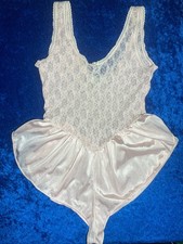 Vintage Gloria Vanderbilt Sleepwear Lingerie Pastel Pink Lace Bodysuit FLAW