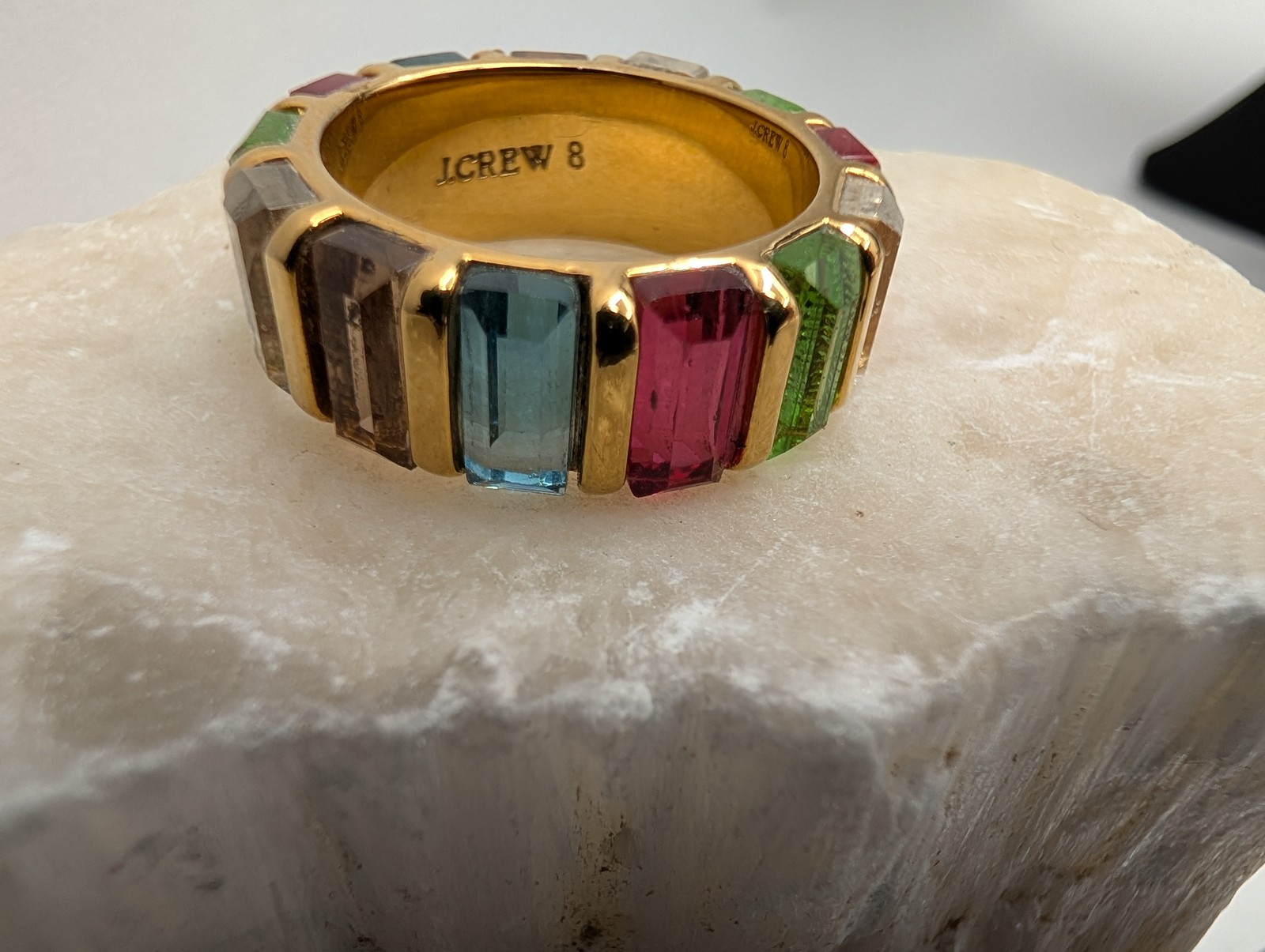 J.Crew Gold Tone Multi-Color Rectangular Glass St… - image 1