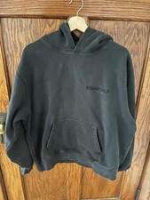 Fear Of God Essentials Hoodie Stretch Limo Black Sweatshirt Pullover Size L