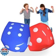 Novelty Place 16" Jumbo Inflatable Dice (2-Pack) - Red and Blue Giant Dice fo