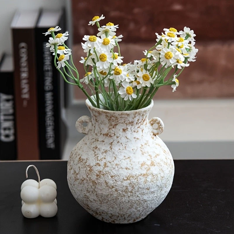 Bauernhaus Keramik Vase - beige/floral, Bauernhaus, rustikaler Charme, strukturierte Oberfläche