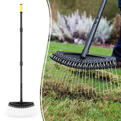 Thatch Rake, Dethatcher Rake with Thin, Curved Spring Steel Tines, Dethatchin...