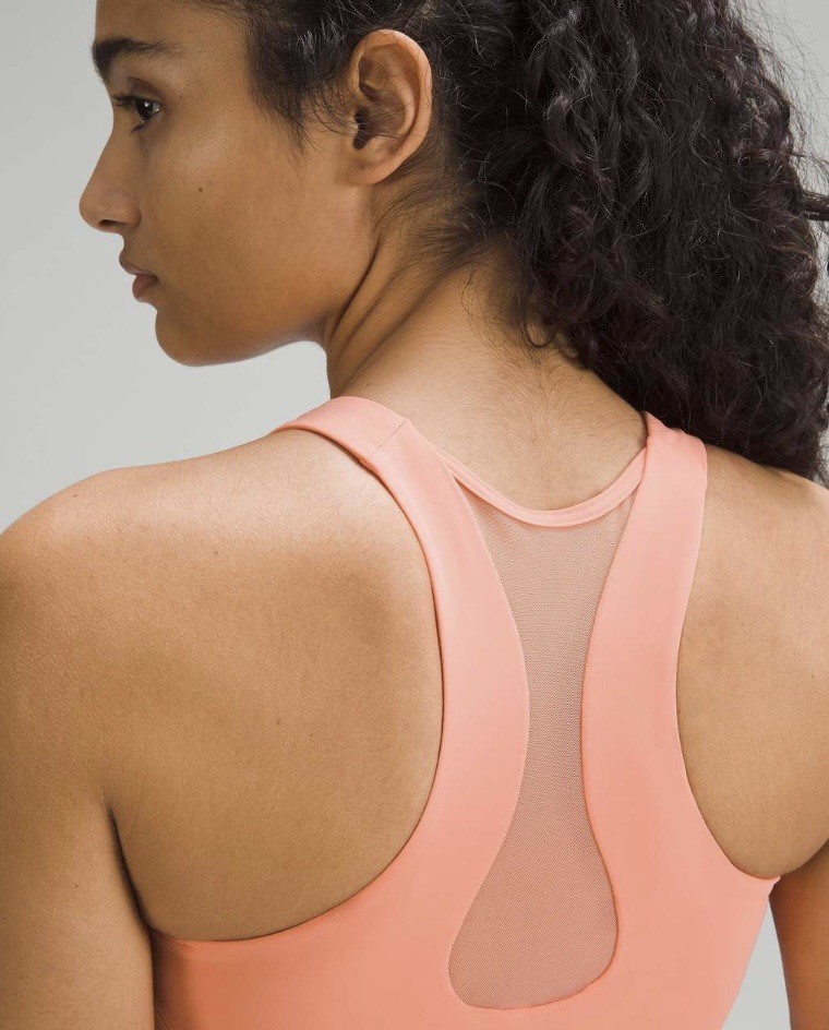 LULULEMON Mesh-Back Train Bra M Support, A/B Cup sunny coral TOP Size 8
