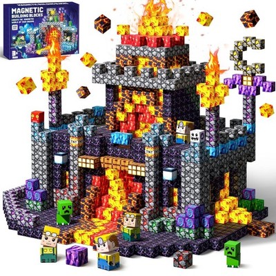 Magnetische Bausteine 150 Teile Dunkle Magma STEM Lernspielzeug Kinder 3