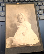 1890s Cabinet Card-Young Girl in her Pretty White Dress-Photo Dambly