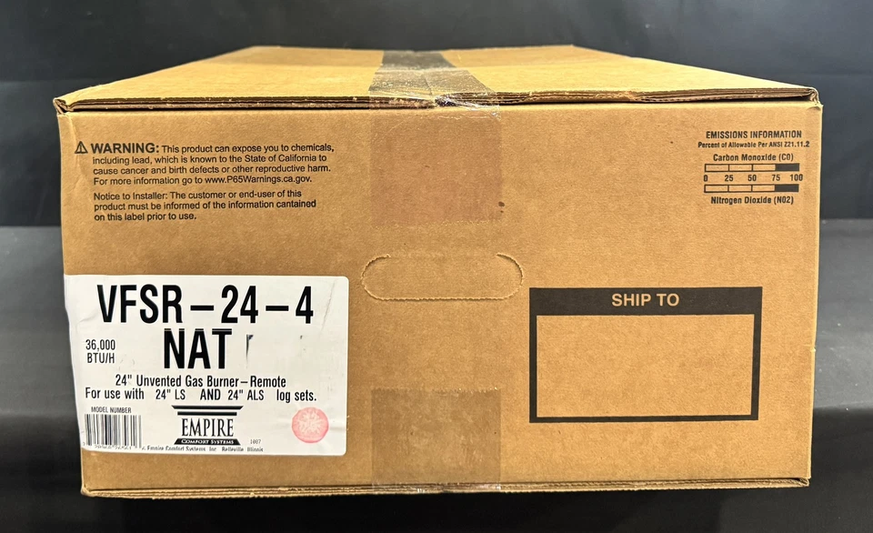 Empire VFSR-24-4 NAT Quemador de Esmalte de Pendiente Libre de Ventilación Control Remoto Listo Piloto de Pie  Foto 3 de 4