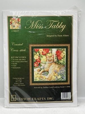 Kustom Krafts Inc Miss Tabby Counted Cross Stitch Kit 90037 Cat Dyan Allaire