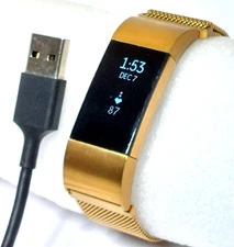 Fitbit Charge 2 Heart Rate Fitness Tracker Gold with 4 Band Bundle  - Tested