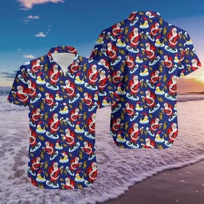 Hawaiian Aloha Shirts Christmas Santa Cloud