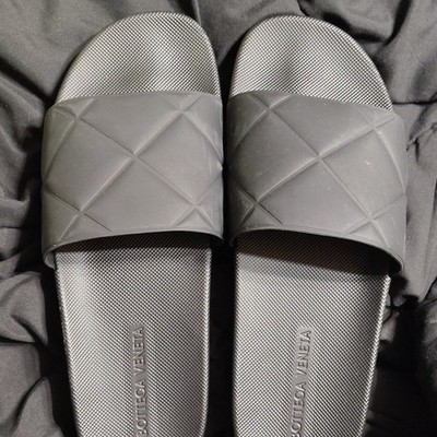 Bottega Veneta Men's Black Intrecciato Rubber Slide Sandals Size 46(US 13)