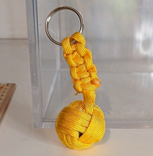 Yellow 4 Nylon Knot Keychain w/ Detachable Me...