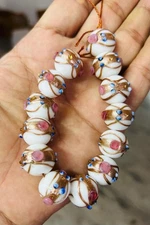 5 Strands 16mm Round White Wedding Cake Beads Handmade Jewelry Glass Beads