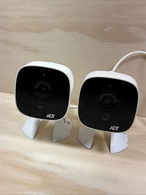 Two (2) ADT OC845 1080p Wireless Outdoor Security Cameras- White TURN ON UNTESTE
