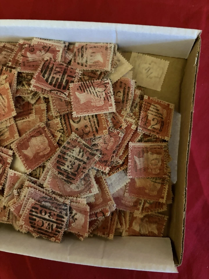 1000 GB QV 1d Placas rojas sueltas en caja placas mixtas Penny Reds SG43 Foto 3 de 3