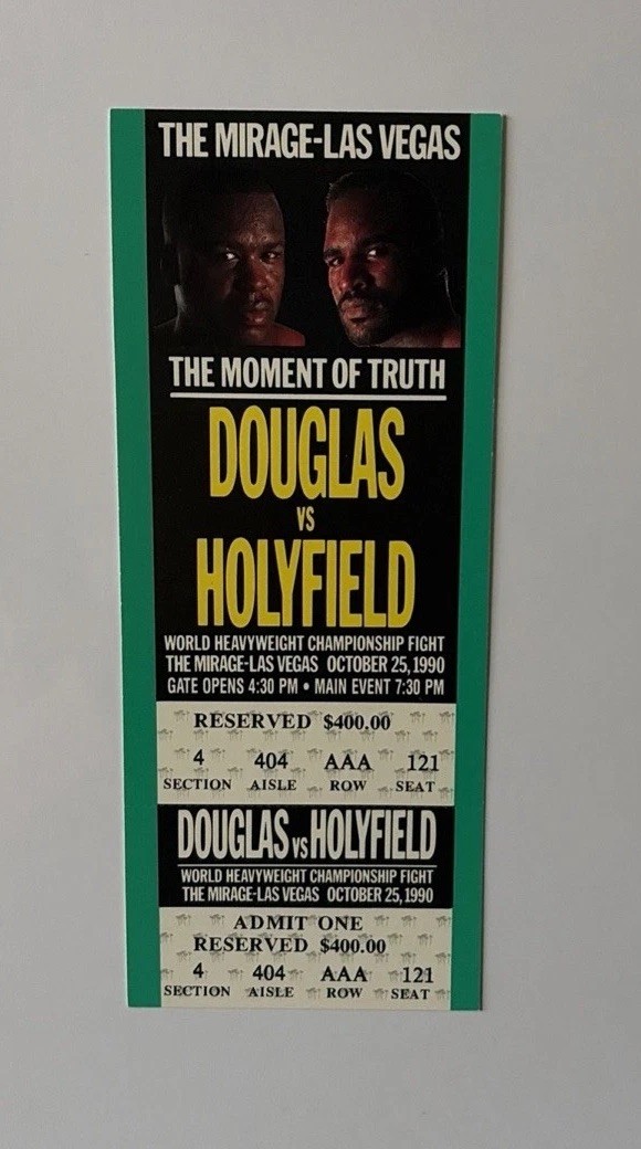 BUSTER DOUGLAS-EVANDER HOLYFIELD 1990 FULL UNUSED TICKET…Heavyweight Title Fight
