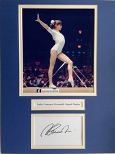 Gymnastics Nadia Comaneci Signed 16" X 12" Double Mounted Display