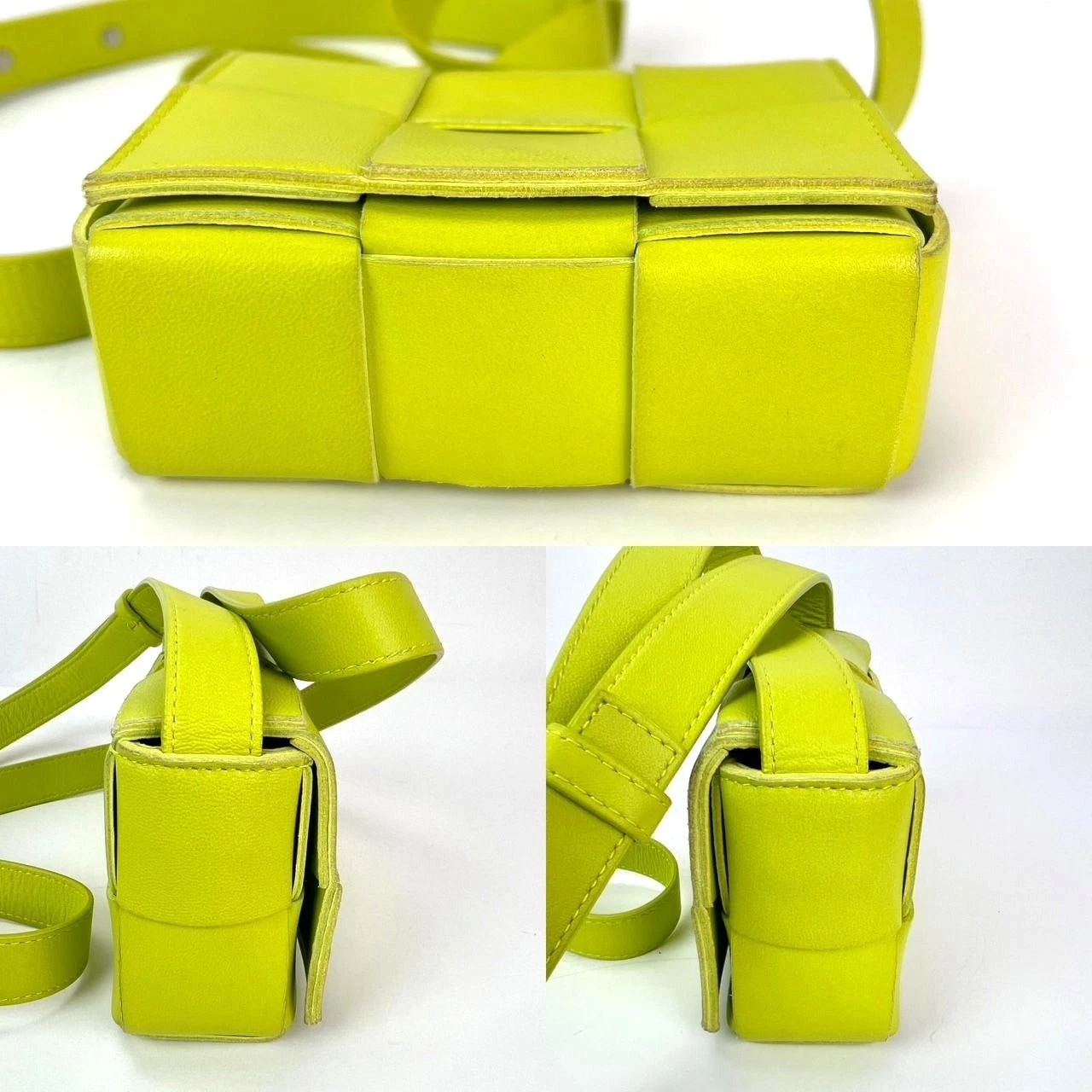 Borsa a tracolla Bottega Veneta Intrecciato Mini Cassetta Lime Pelle di Agnello Wo Taglia Unica