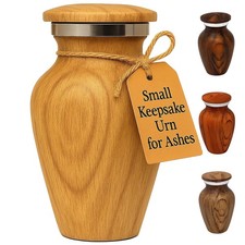 Small Keepsake Urn for Human Ashes   Oak Wood Appearance Memorial  
