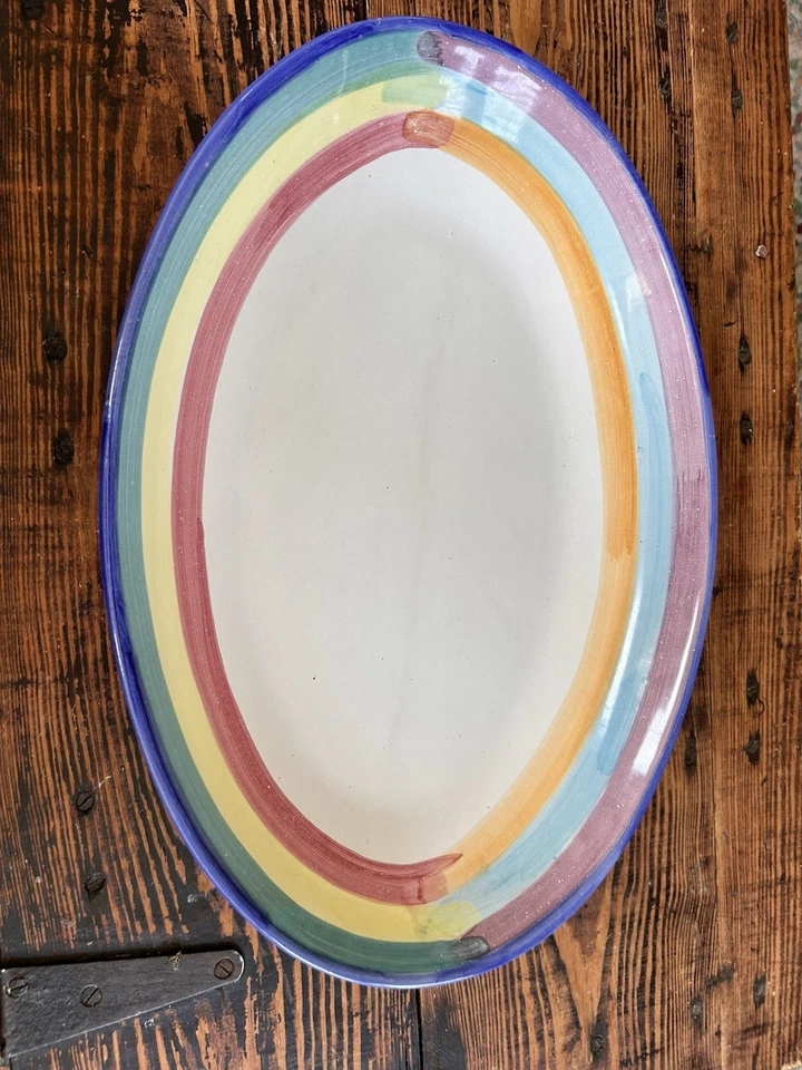 Plato ovalado grande de cerámica Vietri pintado a mano 16,5 x 11,5" arte de pared Italia Foto 2 de 4