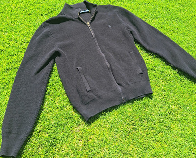 Polo Ralph Lauren Herren Strickjacke Baumwolle Mock-Kragen Zip Logo M Schwarz