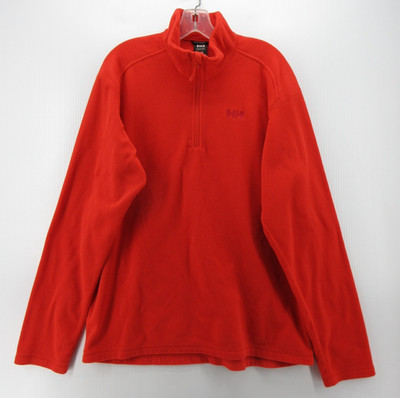 Helly Hansen Sweatshirt Men XL Orange Fleece 1/4 Zip Pullover Hiking Polartec