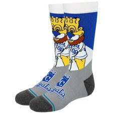 Stance Kids Grey Crew Nylon MLB Kansas City KC Royals Mascot Casual Sock Sz L