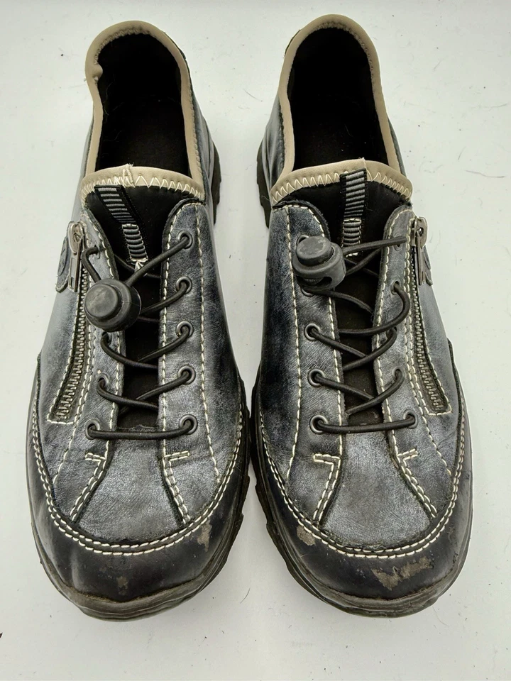 Zapatillas deportivas Rieker Nikita Trainer para mujer de cuero 40 EE. UU. 9 a 9,5 azul océano 1600 Foto 4 de 4