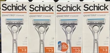 4 X Schick Quattro Titanium 4 Blades Value Pack 1 Razor + 3 Cartridges 