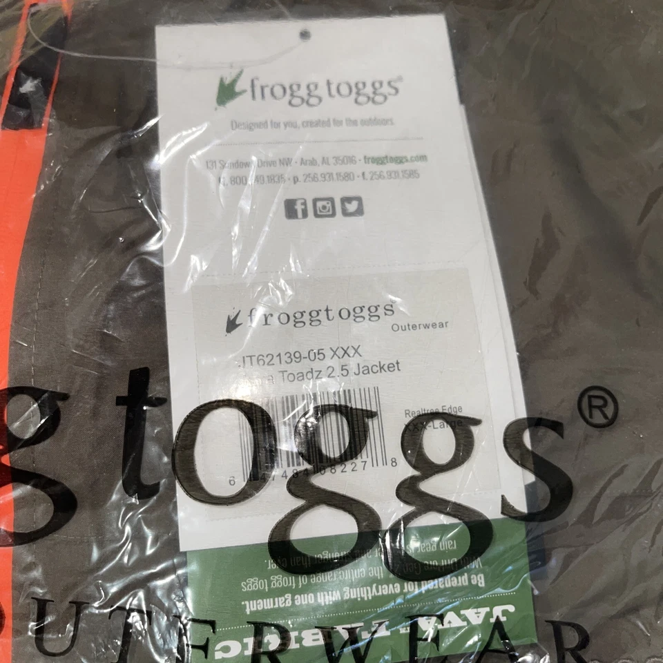 Frogg Toggs Java Toadz 2.5 夹克石大号 JT62139-05xx XX-LARGE MM60 — 第 3/4 张图片