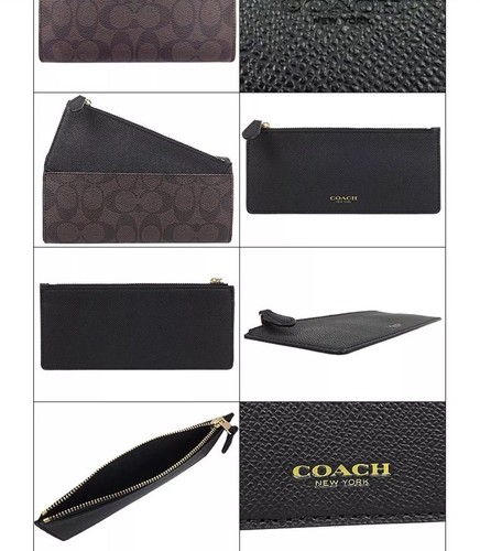 Coach F52601 SIGNATURE CANVAS POP SLIM ENVELOPE WALLET BROWN/BLACK Was$250 - Picture 6 of 10