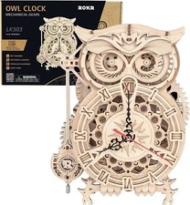 ROKR 3D Wooden Puzzle for Adults Owl Clock Model Kit