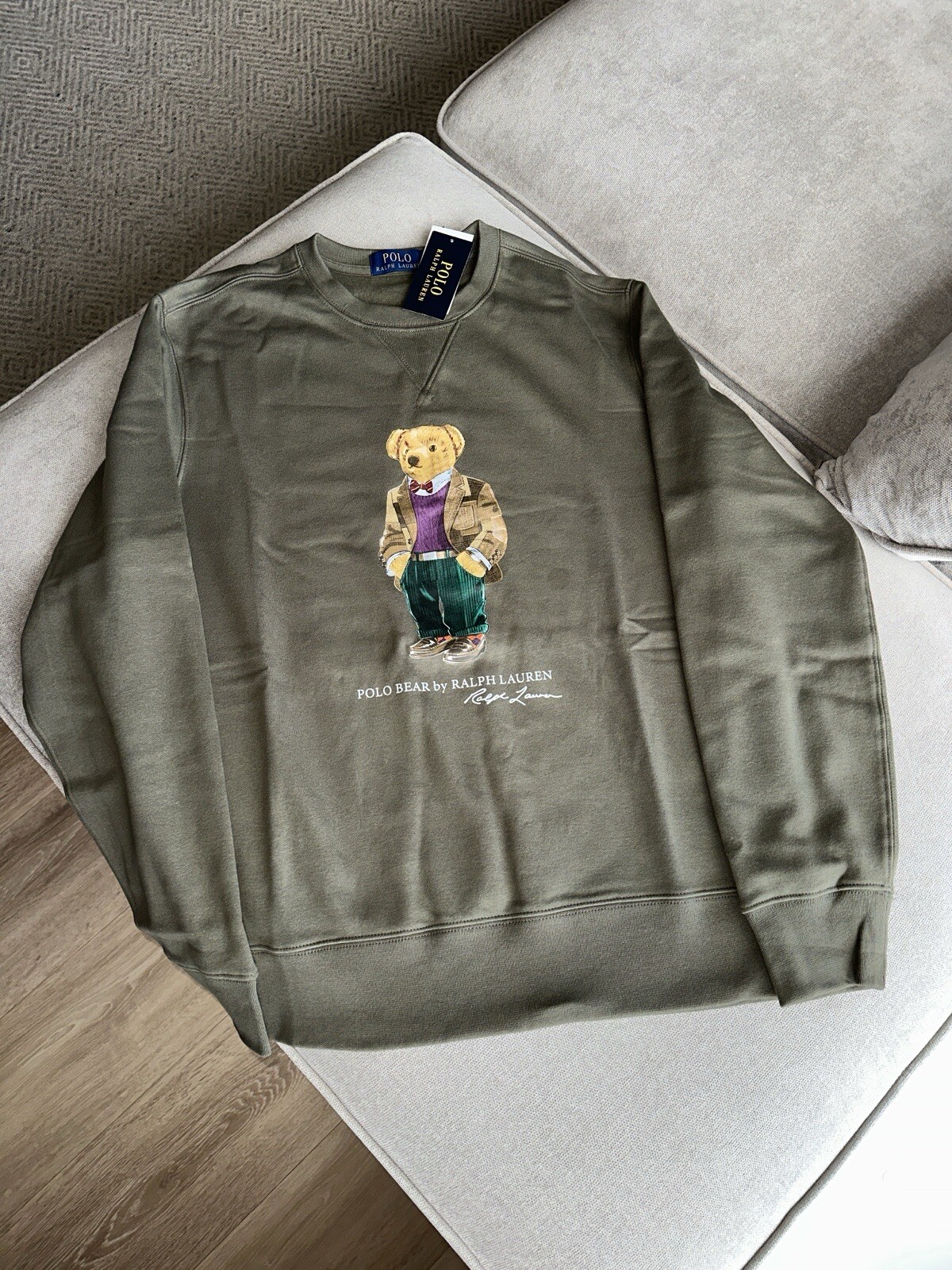 Polo Ralph Lauren Polo Bear & Big Pony Felpa in Pile M Medium Oliva Uomo