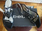 Bebe “Ida” Black Leather Silver Studded Sandals – New In Box – Size 7 — photo 9