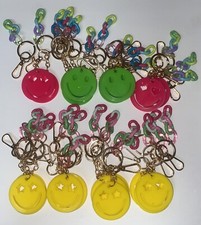 SMILEY FACE KEYCHAINS LOT OF 26 PINK/GREEN/YELLOW