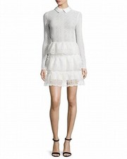 SELF PORTRAIT Lace Mini Dress. White. Ruffles. Collar UK 6. Hen. Bridal. Wedding