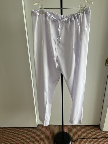 New PAJAMA Straight Leg Wide PANT White Cotton Blend Drawstring 29" Inseam L