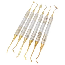 6 Pcs Dental Composite Filling Instrument Gold Coated Restorative Kit