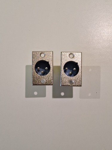 2er Set XLR Einbaubuchse Einbaukupplung Buchse 3-polig, D-Typ, male / silber