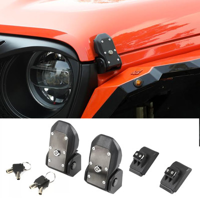 For Jeep Wrangler JK aluminum alloy w/ Keyed anti-theft engine hood latch kit
