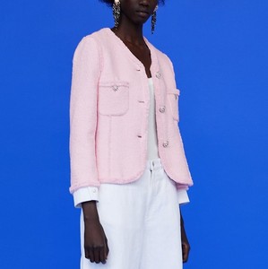 zara tweed jacket pink