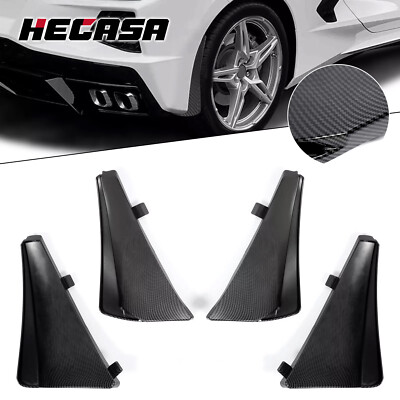 Extended Front Rear Splash Guard Mud Flaps For Corvette C8 20-Up XL Carbon Style