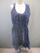 BANANA REPUBLIC Size 6 Womens Blue Sleeveless Tie Pleated Flare Shirt Dress 426