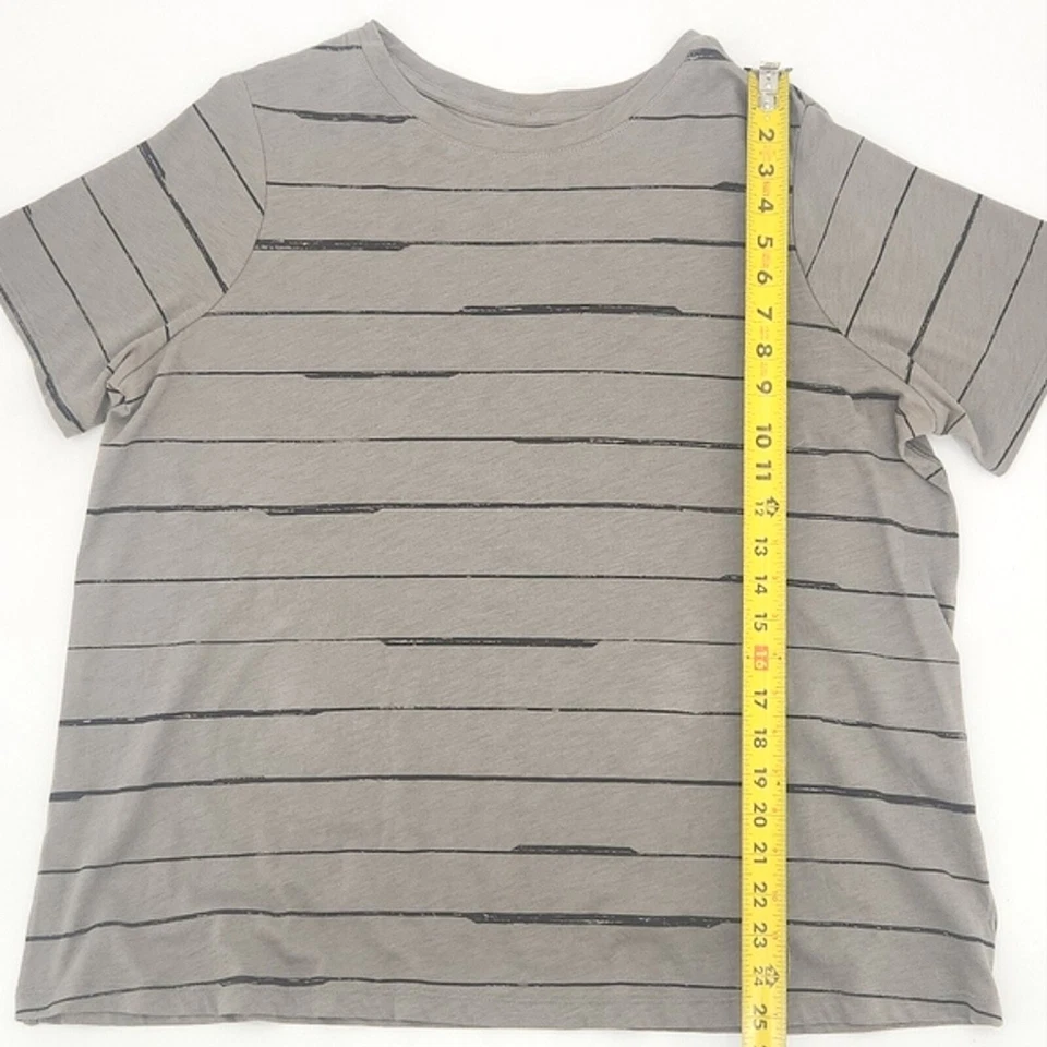 Camiseta Athleta Orgánica Diaria a Rayas Talla 1X Mujer Marrón Negro Cuello Redondo Foto 3 de 4