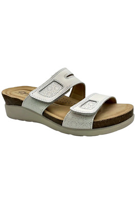 Clarks Collection Women's Leather Wedges Calenne Maye White Combi