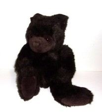 A A Plush Chocolate Dark Brown Teddy Bear Sitting Stuffed Animal 1992 11" Vtg