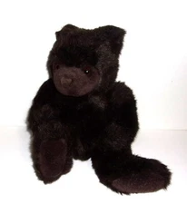 A&A Plush Chocolate Dark Brown Teddy Bear Sitting Stuffed Animal 1992 11" Vtg