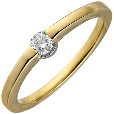Solitaire Ring aus 585 Gold Gelbgold mit Diamant Brillant 0,15ct. W/si Damen