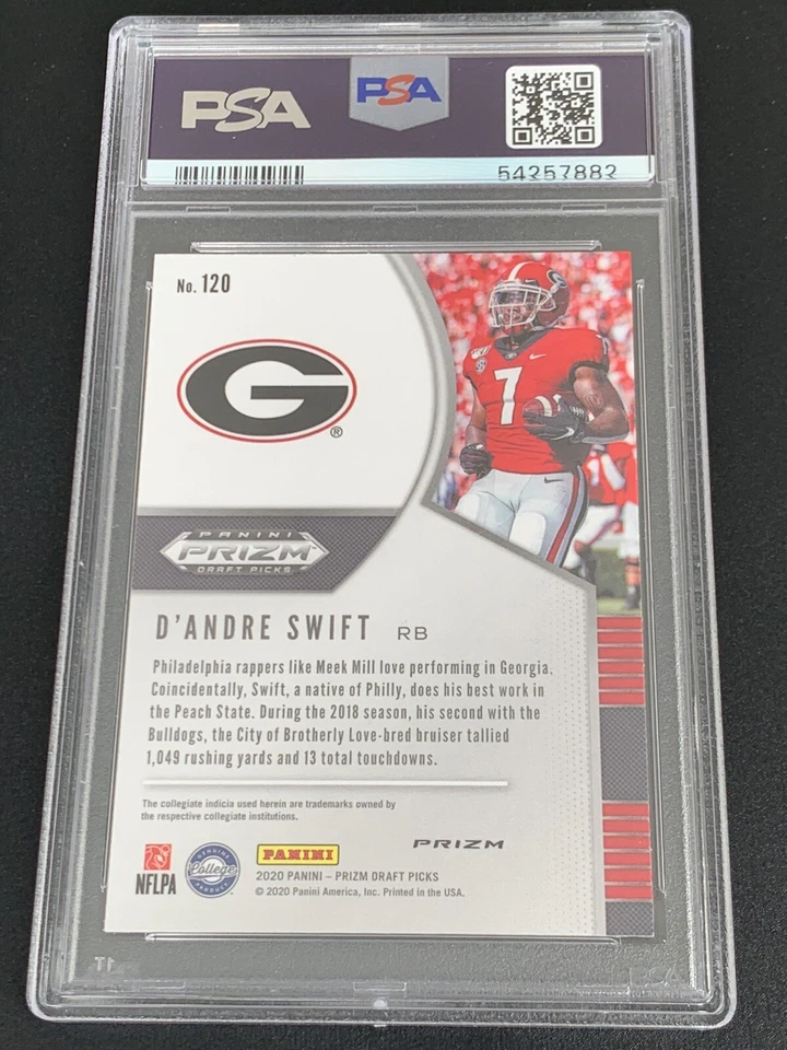 2020 Panini Prizm Draft Picks Rookie #120 D’Andre Swift PSA 9 MINT Orange Prizm - Image 2 of 2